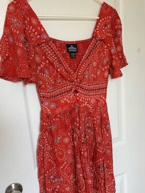 Angie Red Floral Tie-Front Mini Dress